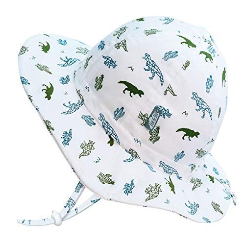 Jan & Jul Baby Boy Cotton Sun Hat 50 UPF, Adjustable Good Fit, Stay-on Tie (S: 0-6m, Dino)