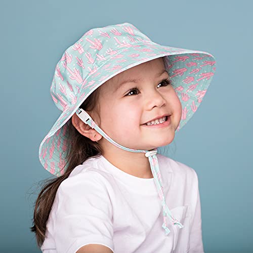 Jan & Jul Children's Foldable Summer Sunhat 50 UPF, Drawstring Adjustable, Stay-on Chin Strap (L: 2-5Y, White)