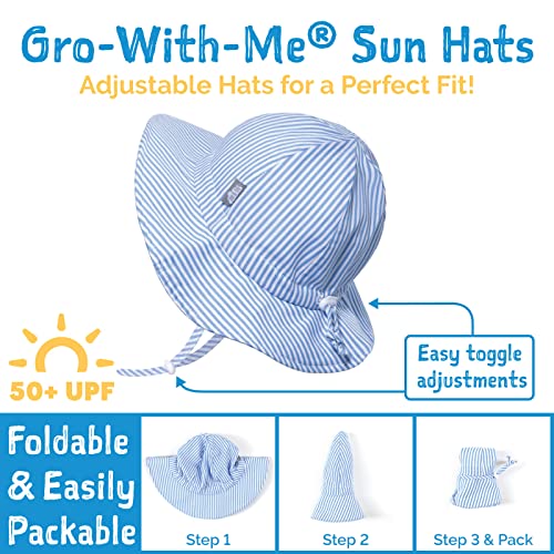 Jan & Jul Toddler Girls Cotton Sun Hats 50 UPF, Drawstring Adjustable, Stay-on Tie (M: 6-24m, White Eyelet)