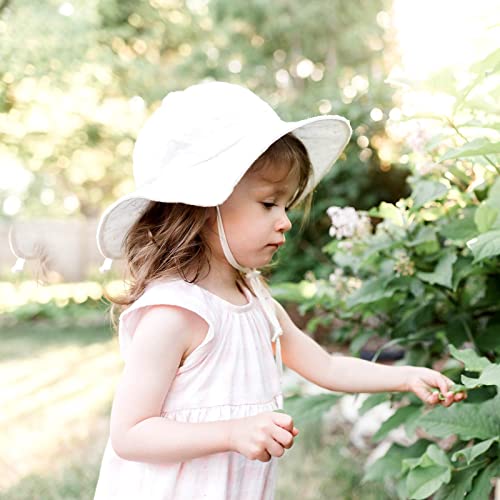 Jan & Jul Toddler Girls Cotton Sun Hats 50 UPF, Drawstring Adjustable, Stay-on Tie (M: 6-24m, White Eyelet)