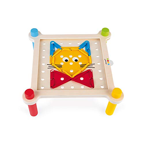 Janod - Essentiel - Enlazar - Juego Educativo de Madera para Niños Pequeños - Destreza y Creatividad - Evolutivo - Pintura al Agua - A partir de 3 Años, J05064