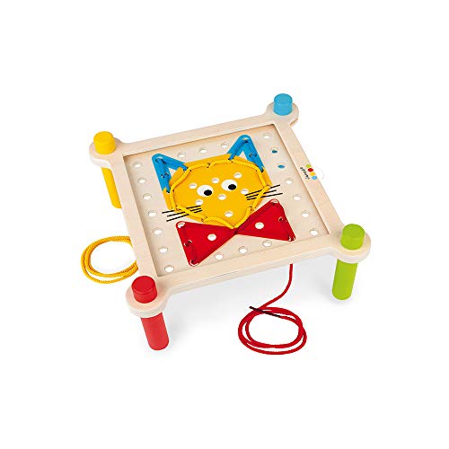 Janod - Essentiel - Enlazar - Juego Educativo de Madera para Niños Pequeños - Destreza y Creatividad - Evolutivo - Pintura al Agua - A partir de 3 Años, J05064