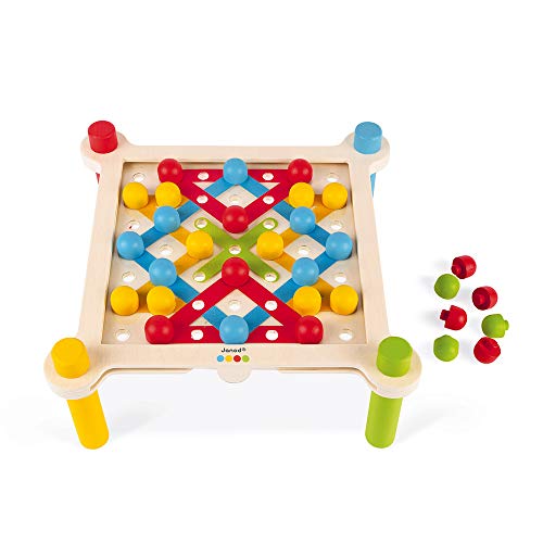 Janod - Essentiel - Enlazar - Juego Educativo de Madera para Niños Pequeños - Destreza y Creatividad - Evolutivo - Pintura al Agua - A partir de 3 Años, J05064