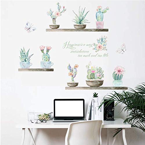 Jardín Planta Bonsai Flor Mariposa Pegatinas De Pared Decoración Para El Hogar Sala De Estar Cactus Aloe Tatuajes De Pared Diy Mural Art Pvc Carteles