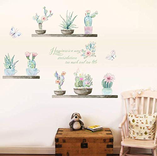 Jardín Planta Bonsai Flor Mariposa Pegatinas De Pared Decoración Para El Hogar Sala De Estar Cactus Aloe Tatuajes De Pared Diy Mural Art Pvc Carteles