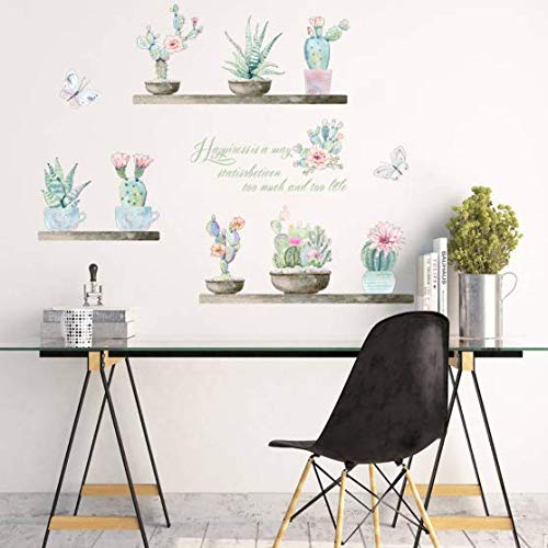 Jardín Planta Bonsai Flor Mariposa Pegatinas De Pared Decoración Para El Hogar Sala De Estar Cactus Aloe Tatuajes De Pared Diy Mural Art Pvc Carteles