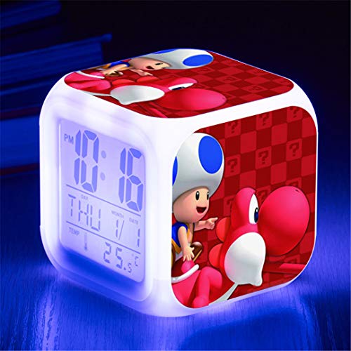 JCYY Anime Despertador Infantil Digital Inalámbrico,con 7 Color luz LED de Noche,Fecha Temperatura,Snooze,Carga USB o Pilas,8 Tonos de Llamada, 12/24 Horas Ajustables