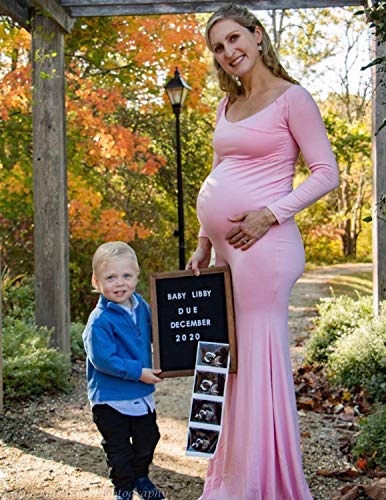 JENJON Mujer Premamá Vestido Elegant Maternidad Foto Shoot Maxi Ropa Vestido de Fiesta Ceremonia Manga Larga Dress Rosa M