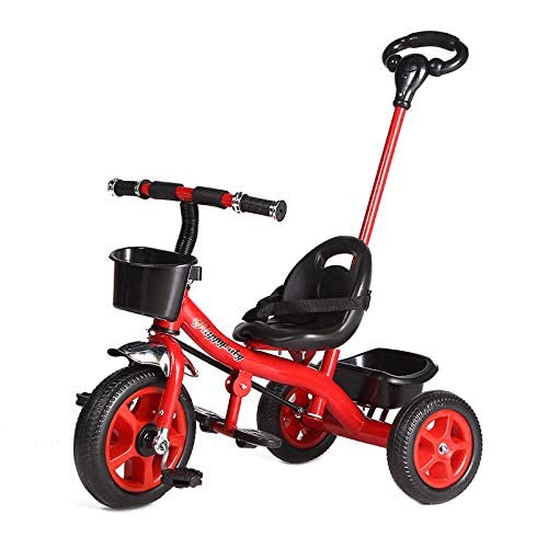 JHDPH3 Bicicleta de Juguete de Tres Ruedas for bebés for niños, 3-6 años de Edad, Cochecito de Seguridad, cinturón de Seguridad, Proteger Regalos for bebés (Color : Rosso)