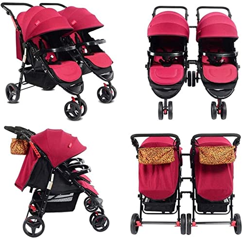 JHDPH3 Triciclo PresentTrike Twin Baby Stroller Desmontable Doble Triple Triple Múltiple Twin Doble Cochecito Doble 0-3 años de Edad Peso de rodamiento 25kg (Color : Rosso)