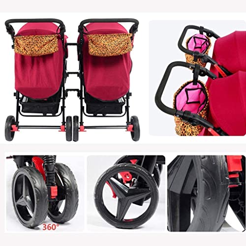 JHDPH3 Triciclo PresentTrike Twin Baby Stroller Desmontable Doble Triple Triple Múltiple Twin Doble Cochecito Doble 0-3 años de Edad Peso de rodamiento 25kg (Color : Rosso)