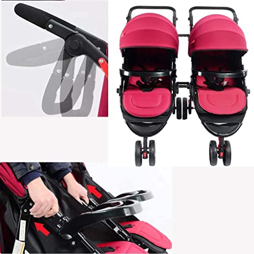 JHDPH3 Triciclo PresentTrike Twin Baby Stroller Desmontable Doble Triple Triple Múltiple Twin Doble Cochecito Doble 0-3 años de Edad Peso de rodamiento 25kg (Color : Rosso)