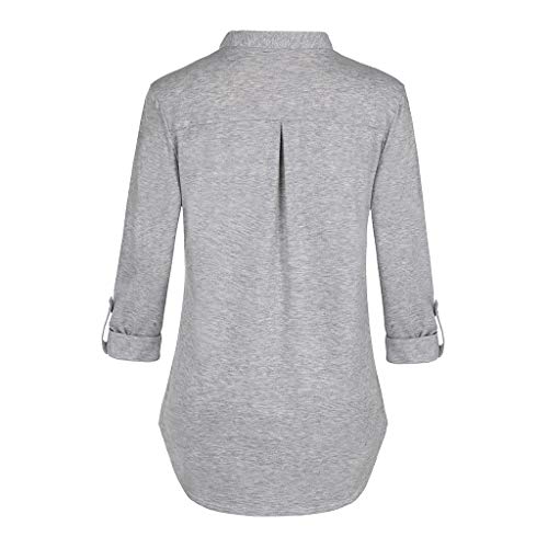 JKRTR Cubeta de maternidad para mujer de manga larga, manga larga, blusa de lactancia con mangas, para la lactancia, Gris, S