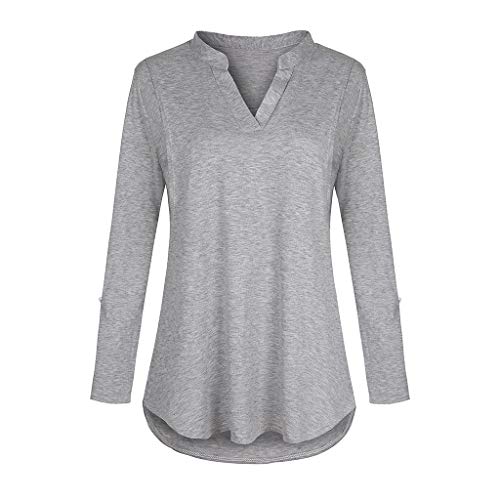 JKRTR Cubeta de maternidad para mujer de manga larga, manga larga, blusa de lactancia con mangas, para la lactancia, Gris, S