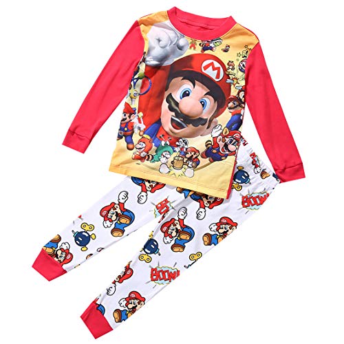 jsadfojas Juego de Ropa de Dormir de Super Mario para bebé y niña, con Dibujos Animados, 1 – 7 años (Multicolor, 2-3 años)