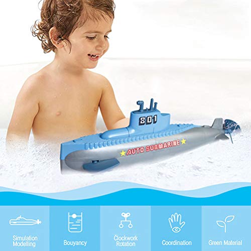 JTLB Clockwork Submarine Clockwork Submarine RC Mini Warship Clockwork para niños Juguetes acuáticos para niños Piscina Baño Ducha Juguetes