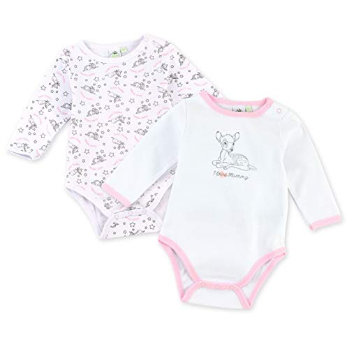 Juego de 2 monodosis de Disney Bambi Lagarmbody blanco rosa 9-12 meses (80)