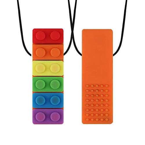 Juego de collar para masticar sensorial de silicona de grado alimenticio seguro para niños dentición de silicona para masticar palitos autistas TDAH motor oral niños y niñas niños