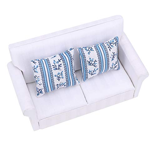 Juego de Sofás de Casa de Muñecas 1:12 Escala Silla Sofá Muebles con Almohadas Cojín Mini Salón Sofá Casa de Muñecas Accesorio Decorativo para Juego de Simulación