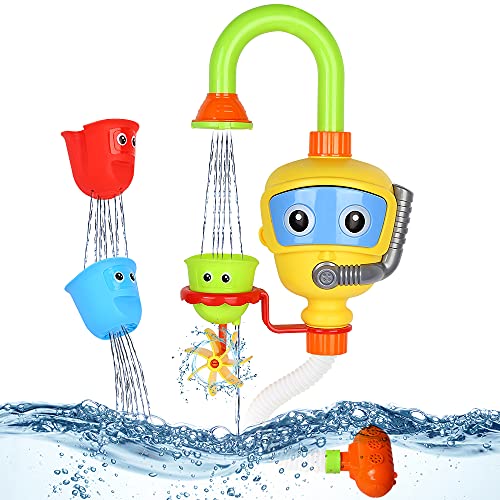 Juguete de Baño, Juguetes Bañera, POMISTY Juegos de Agua para Niños, 3 Vasos Apilables y Anidables, Submarinos y Juguetes de Agua para Niños Pequeños, Color Enviado al Azar