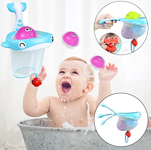 Juguetes de Bañera para Bebés Juguetes de Baño Juguetes de Piscina para Niños Juguetes Educativos para Bañera Animales Marinos Redes de Pesca Juego de Ducha Juguetes de Baño Flotantes para Bebés