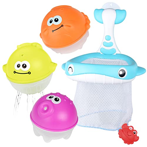 Juguetes de Bañera para Bebés Juguetes de Baño Juguetes de Piscina para Niños Juguetes Educativos para Bañera Animales Marinos Redes de Pesca Juego de Ducha Juguetes de Baño Flotantes para Bebés