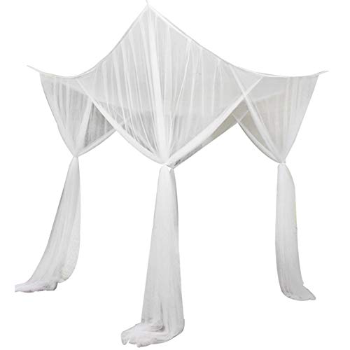 JYCRA - Mosquitera para cama de matrimonio, rectangular, color uniforme, para cama con dosel, con 4 aberturas, fácil instalación, poliéster, Blanco, 190cm x 210cm x 240cm