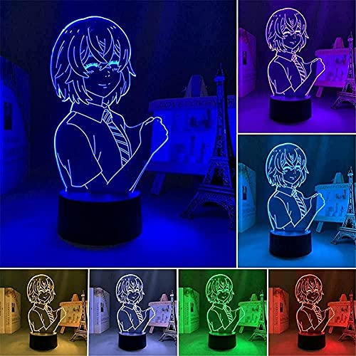 JYDNBGLS Anime Tokyo Revengers 3D Ilusión lámpara Hinata Tachibana Figura LED Luz de noche para Cosplay Dormitorio Decoración Niños Regalo de Cumpleaños Remoto Contro 16 Color Iluminación