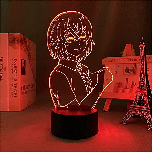 JYDNBGLS Anime Tokyo Revengers 3D Ilusión lámpara Hinata Tachibana Figura LED Luz de noche para Cosplay Dormitorio Decoración Niños Regalo de Cumpleaños Remoto Contro 16 Color Iluminación