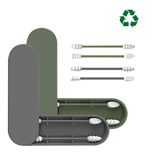 KafooStore Bastoncillos Oidos, Kit de 2 Bastoncillos de Oidos Reutilizables, Bastoncillos Espiral de Silicona para Bebe, Ecológicos, Zero Waste