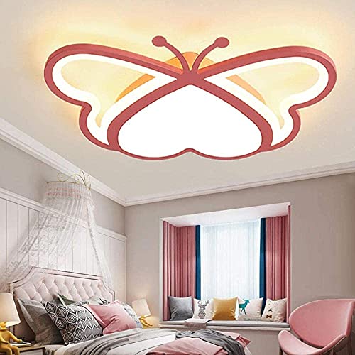 KAUTO Lámpara de Techo LED para niños, lámpara de Techo Rosa Regulable con Control Remoto, iluminación de Techo, Dibujos Animados creativos, lámparas de Techo de Mariposa para el hogar-50cm