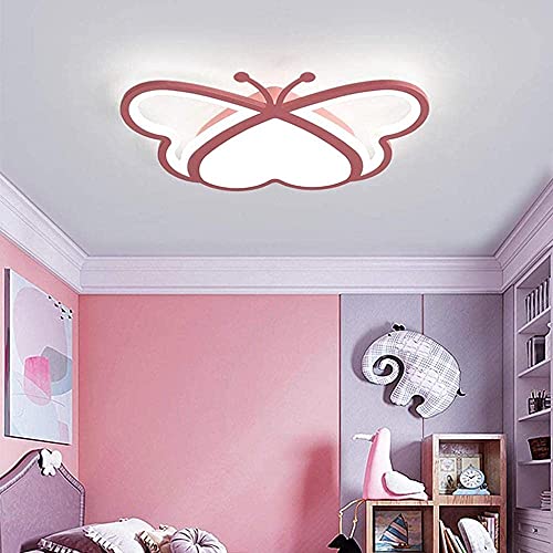 KAUTO Lámpara de Techo LED para niños, lámpara de Techo Rosa Regulable con Control Remoto, iluminación de Techo, Dibujos Animados creativos, lámparas de Techo de Mariposa para el hogar-50cm