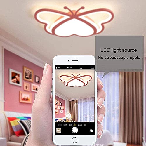 KAUTO Lámpara de Techo LED para niños, lámpara de Techo Rosa Regulable con Control Remoto, iluminación de Techo, Dibujos Animados creativos, lámparas de Techo de Mariposa para el hogar-50cm