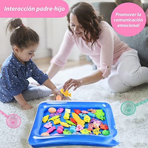 KCCCT 45Pcs Juguete de Pesca para Niños,Juego de Pesca Juguete Educativo&Interactivo de Pesca con Caña Juegos de Agua para Bañera y Deportes al Aire Libre para Bebé