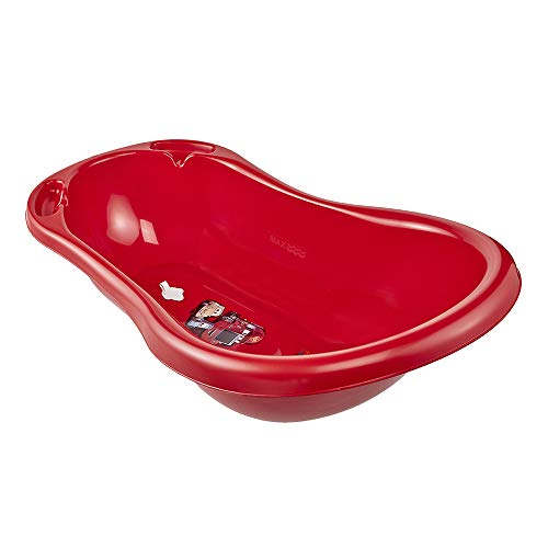 Keeeper Bañera Ergonómica con Tapón Cars de Disney, De 0 a 12 Meses, 84 cm, Maria, Rojo cereza