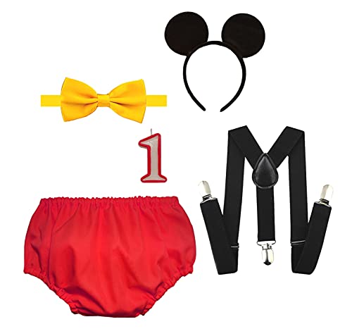 Kembilove Conjunto de Cumpleaños – Conjuntos de Cumpleaños de Mickey para Niños y Niñas – Diseños Bonitos y Divertidos – Accesorio Perfecto para Fotos y Fiestas de Cumpleaños Conjunto Mickey 1