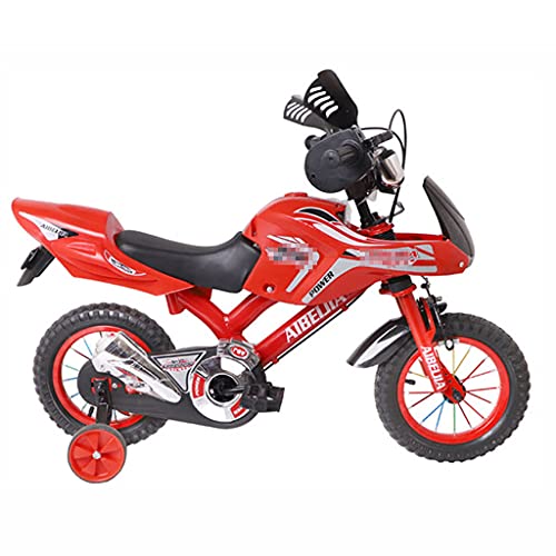 KGY Bicicleta de Balance de Bicicletas Infantiles con 2 Ruedas auxiliares de Estilo de Motocicleta Rojo y Azul para niños de 2 a 7 años-Red