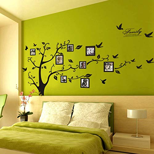 Kibi Pegatinas Decorativas Pared Arbol con Fotos Arbol con Hojas Negro Pegatinas de Pared Arbol con Ramas para Colocar Fotos Stickers Pared Arbol