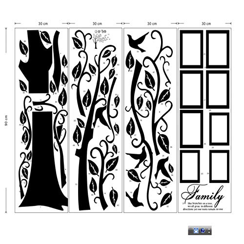 Kibi Pegatinas Decorativas Pared Arbol con Fotos Arbol con Hojas Negro Pegatinas de Pared Arbol con Ramas para Colocar Fotos Stickers Pared Arbol