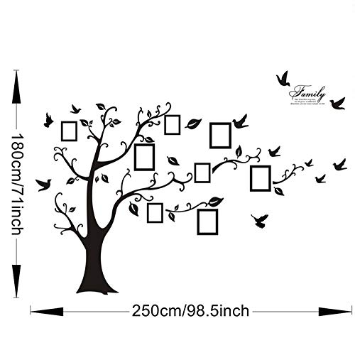 Kibi Pegatinas Decorativas Pared Arbol con Fotos Arbol con Hojas Negro Pegatinas de Pared Arbol con Ramas para Colocar Fotos Stickers Pared Arbol