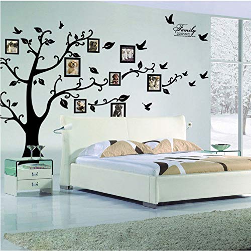 Kibi Pegatinas Decorativas Pared Arbol con Fotos Arbol con Hojas Negro Pegatinas de Pared Arbol con Ramas para Colocar Fotos Stickers Pared Arbol