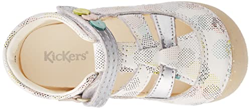 Kickers Sushy, Oxford Plano Bebé-Niños, Blanco Rosa Lunares Multico, 24 EU