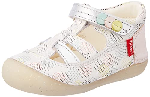 Kickers Sushy, Oxford Plano Bebé-Niños, Blanco Rosa Lunares Multico, 24 EU