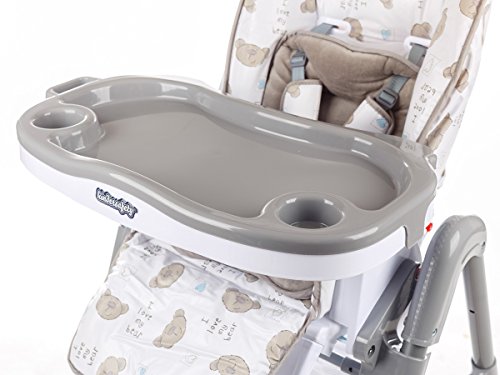 Kindersafety Tronas de Bebe, Trona Bebe - Ajustable, Segura, Bandeja, hasta 3 los Años, Gris, Respaldo Ajustable En 3 Posiciones, Altura Ajustable Hasta 6 Posiciones, tapicería de PVC, KP0014