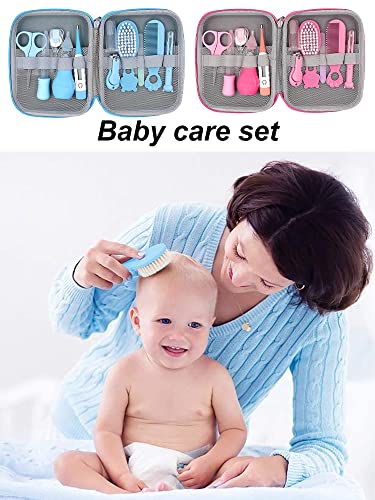 Kit de Aseo para Bebés, 10 Piezas Accesorios para Cuidado de Salud del Recién Nacido, Juego Portátil para Cuidado de Salud del Bebé con Cepillo para Cabello, Peine, Cortaúñas