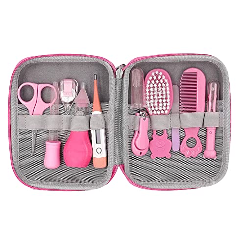 Kit de Aseo para Bebés, 10 Piezas Accesorios para Cuidado de Salud del Recién Nacido, Juego Portátil para Cuidado de Salud del Bebé con Cepillo para Cabello, Peine, Cortaúñas