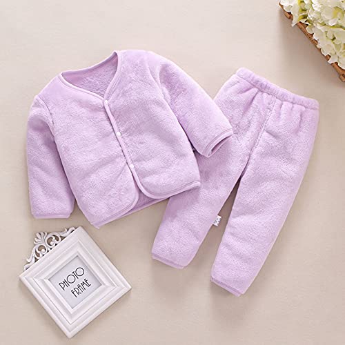 KMKM Conjunto de ropa de invierno para bebé, niña, niño, manga larga, sudadera con capucha, forro polar, pantalón, conjunto de ropa, Violett-a., 2-3 Años