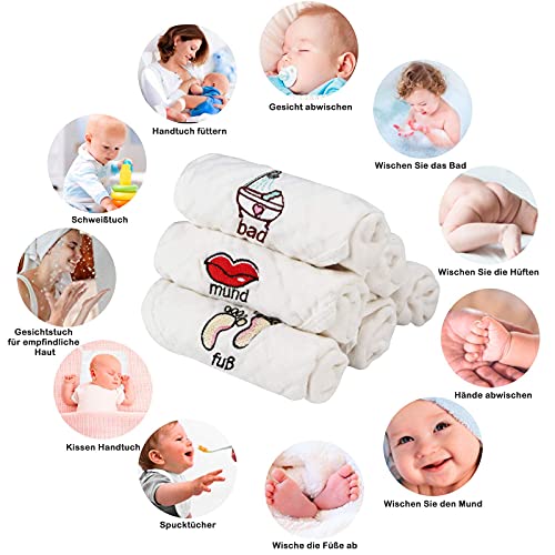 Koo-dib Toalla Facial Infantil, 6 Capas 100% Algodón Suave Absorbente Lavable Toallas Baño Bebé Paños de Muselina, Toallas para Recién Nacido para Piel Sensible,30 * 30 CM