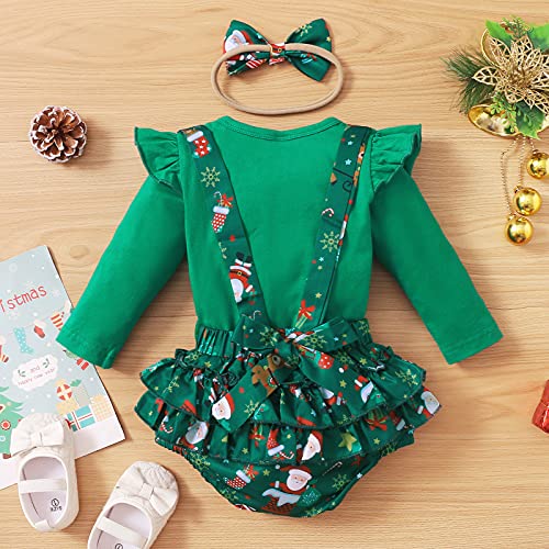 Kryz Disfraz Bebe Navidad Niña Ropa Bebe Recien Nacido Niña Invierno Conjunto Primera Puesta Niñas Barato Trajes Niñas Invierno Camisetas de Manga Larga Tops + Pantalones Cortos de Tirantes + Diadema