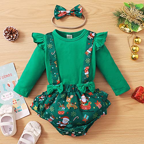 Kryz Disfraz Bebe Navidad Niña Ropa Bebe Recien Nacido Niña Invierno Conjunto Primera Puesta Niñas Barato Trajes Niñas Invierno Camisetas de Manga Larga Tops + Pantalones Cortos de Tirantes + Diadema